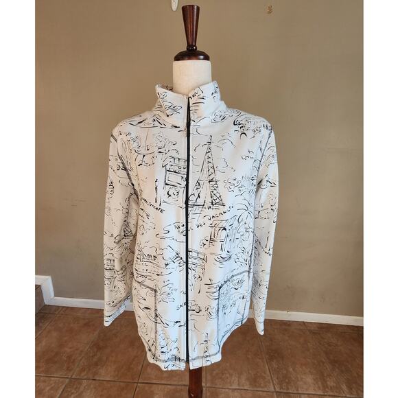 Rafael Sport Women's Full Zip Jacket SZ XL Travel Paris Theme - Picture 1 of 11